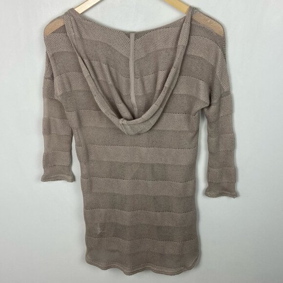 Anthropologie Saturday Sunday Hoodie Knit Sweatshirt Lightweight Size XS Taupe‎ - Picture 12 of 12